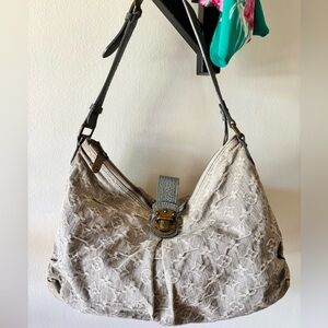 Louis Vuitton Coated Fabric Cowhide Leather trim Gray Bag